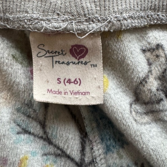 Secret Treasures gray forest critters pajama bottoms super soft Small 4/6 - Picture 4 of 5